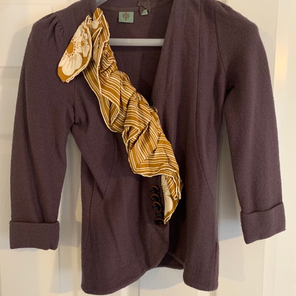 Plum Sweater Jacket with Scarf Detail - Picture 2 of 3